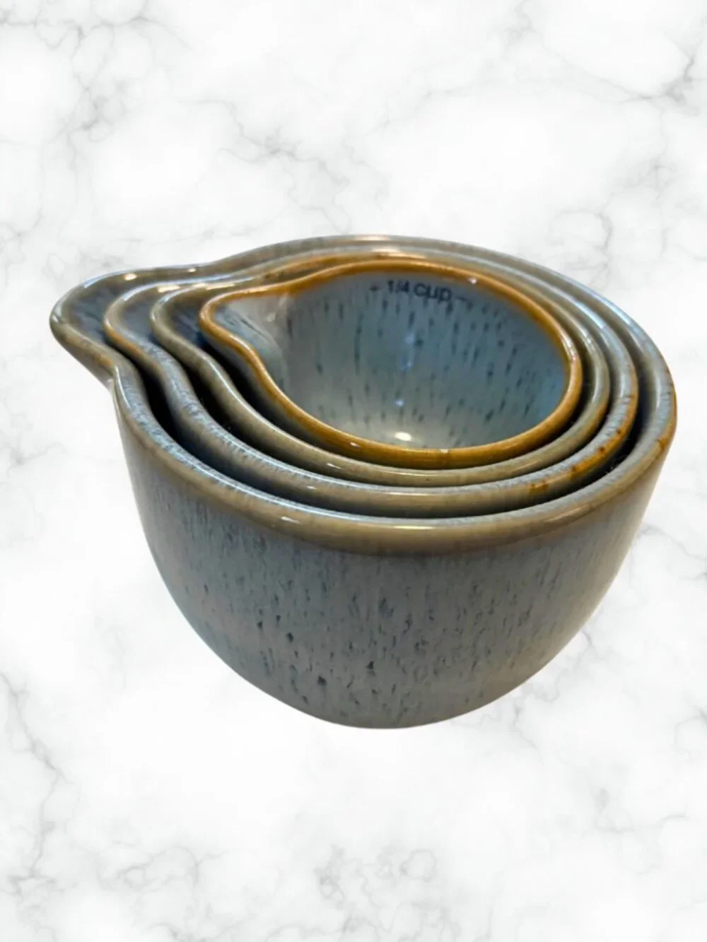 NWOT CORE KITCHEN Ceramic Nesting Measuring Cup Set Reactive Glaze Stoneware